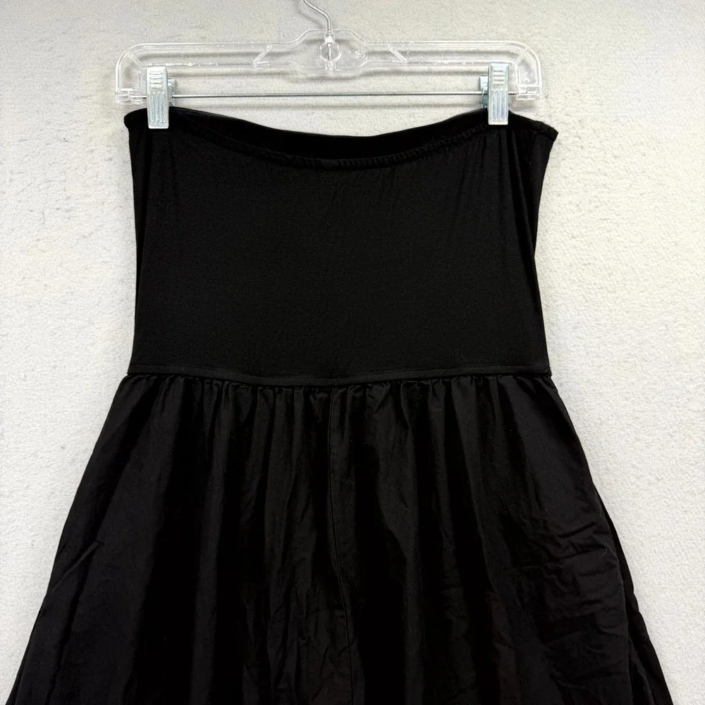 Pretty Garden Holiday Summer Dress Womens Medium Black Pleated Strapless Stretch